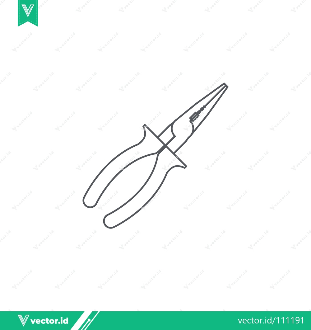 Premium Vector of Minimalist Line Art Illustration of Long Nose Pliers