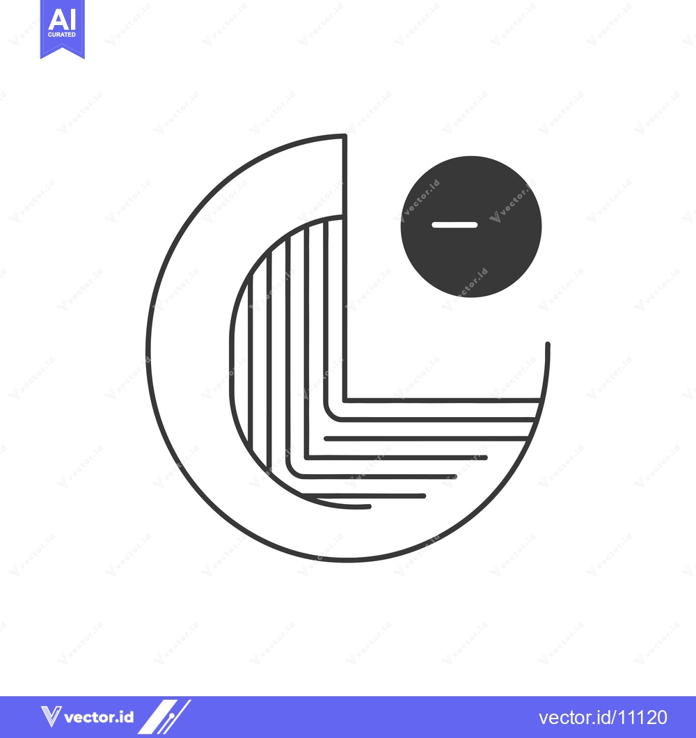 Premium Vector of Abstract Circular Design with Line Patterns and a Minus Symbol