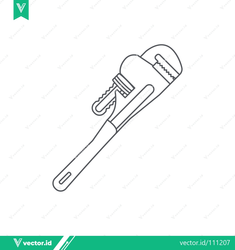 Premium Vector of Line Drawing of a Pipe Wrench Tool