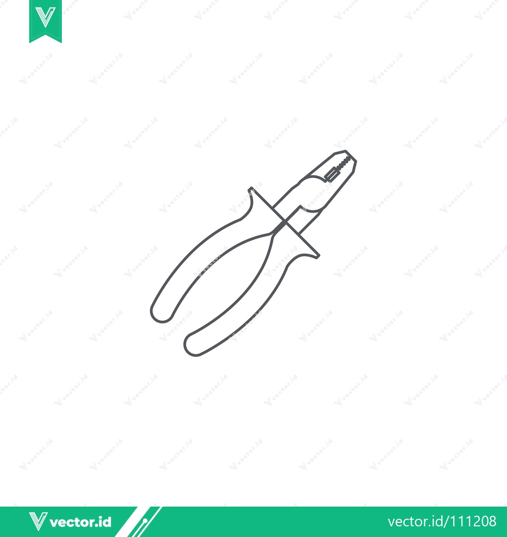 Premium Vector of Simple Line Drawing of Combination Pliers