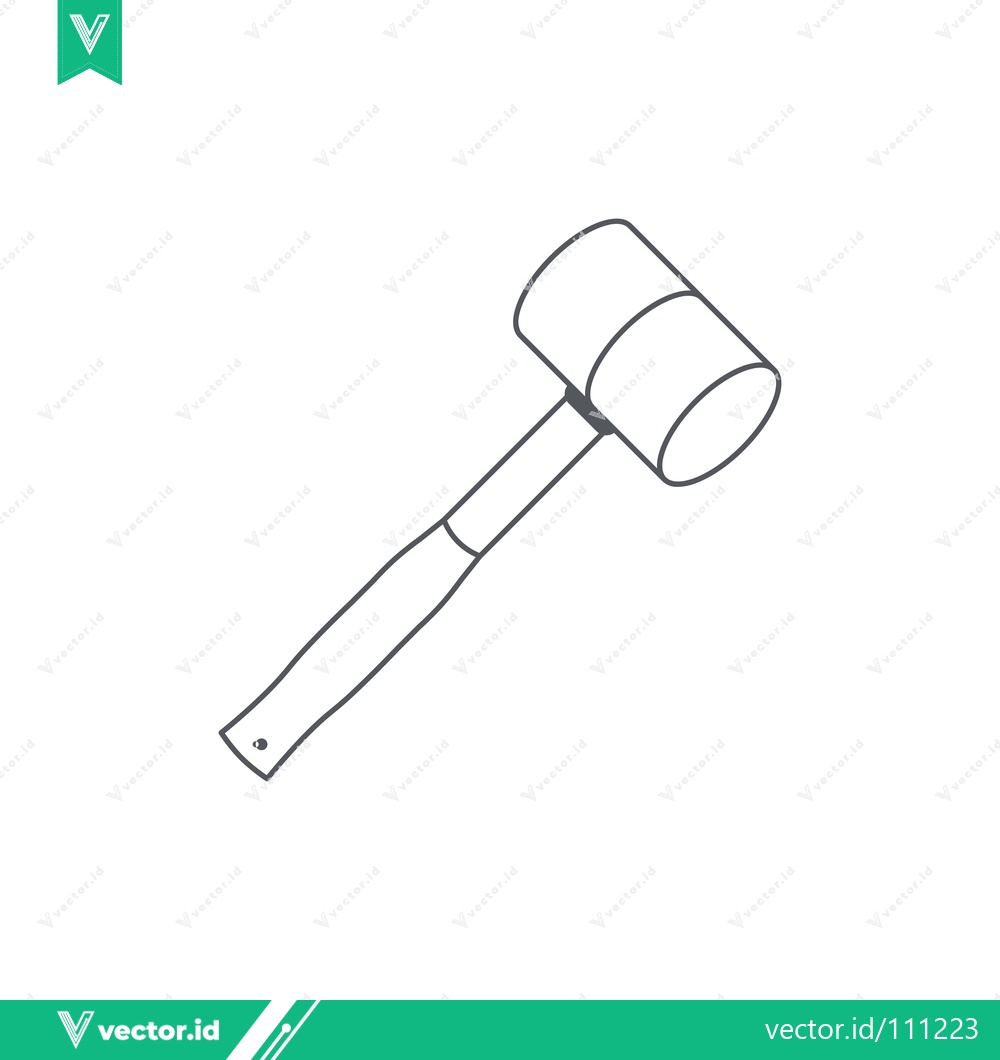 Premium Vector of Simple Line Drawing of a Rubber Mallet Tool