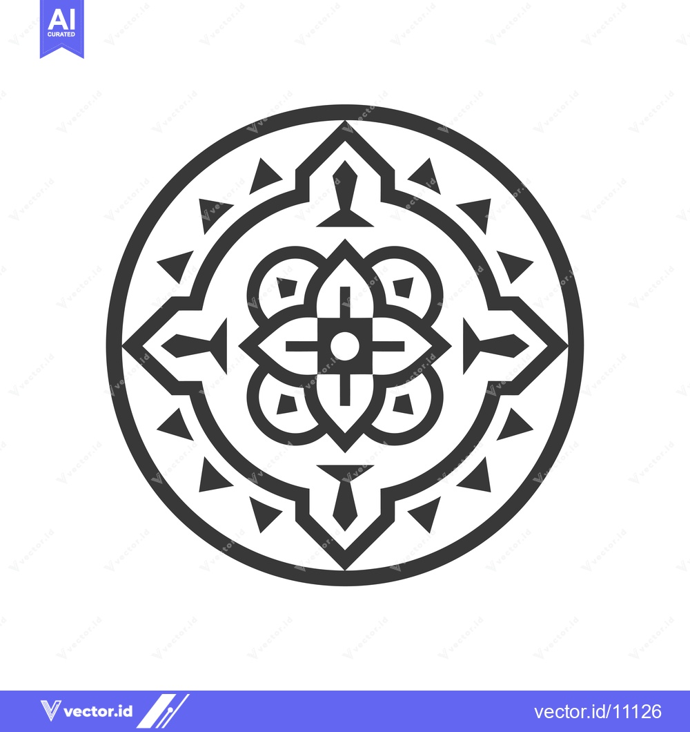 Premium Vector dari Abstract Circular Geometric Design with a Central Flower-Like Pattern