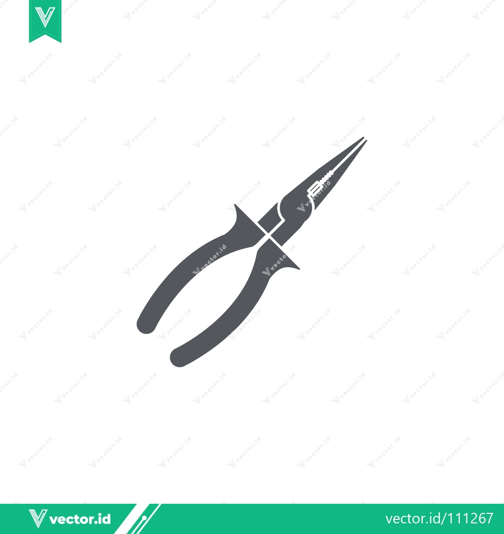 Premium Vector of Minimalist Icon of Long Nose Pliers on White Background