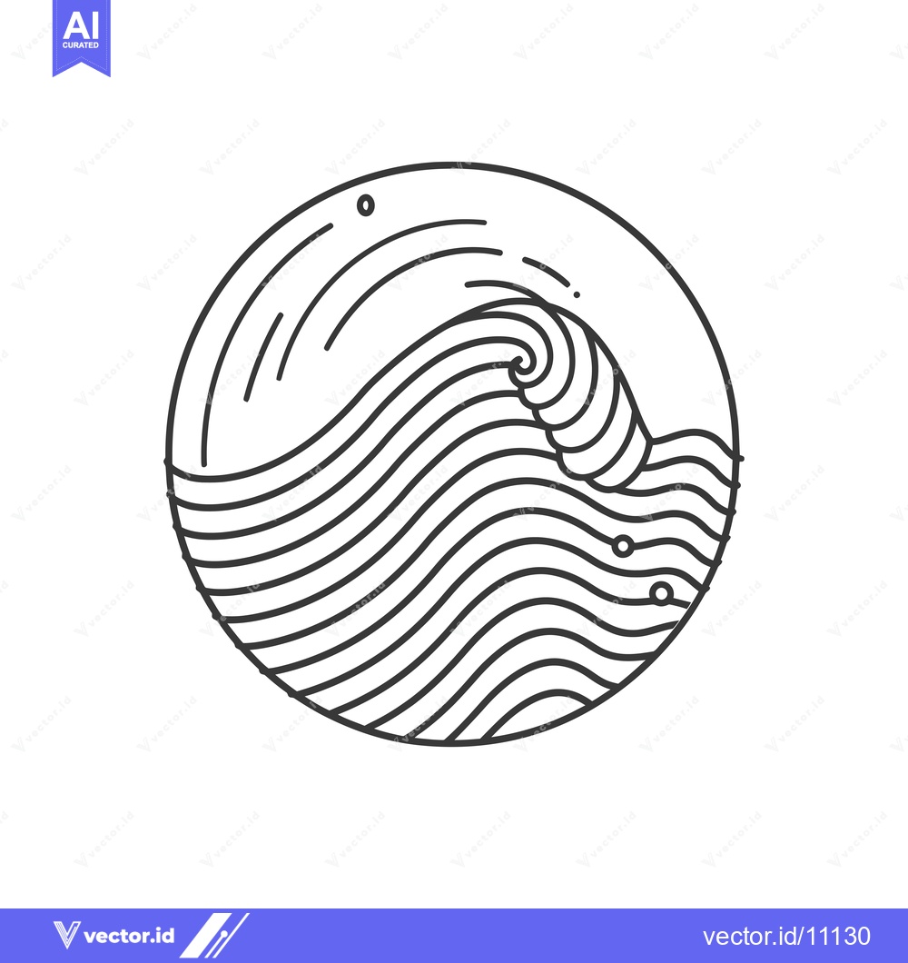 Premium Vector of Abstract Circular Illustration of a Large Ocean Wave