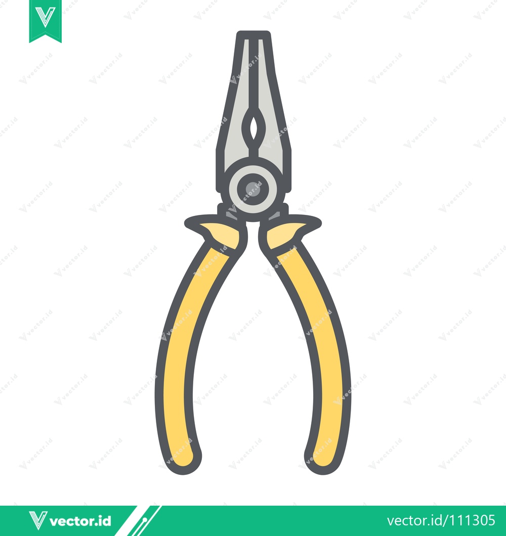 Premium Vector of Illustration of a pair of yellow-handled long-nose pliers