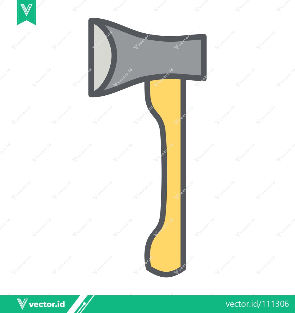 Premium Vector dari Simple Flat Icon of an Axe with a Yellow Handle