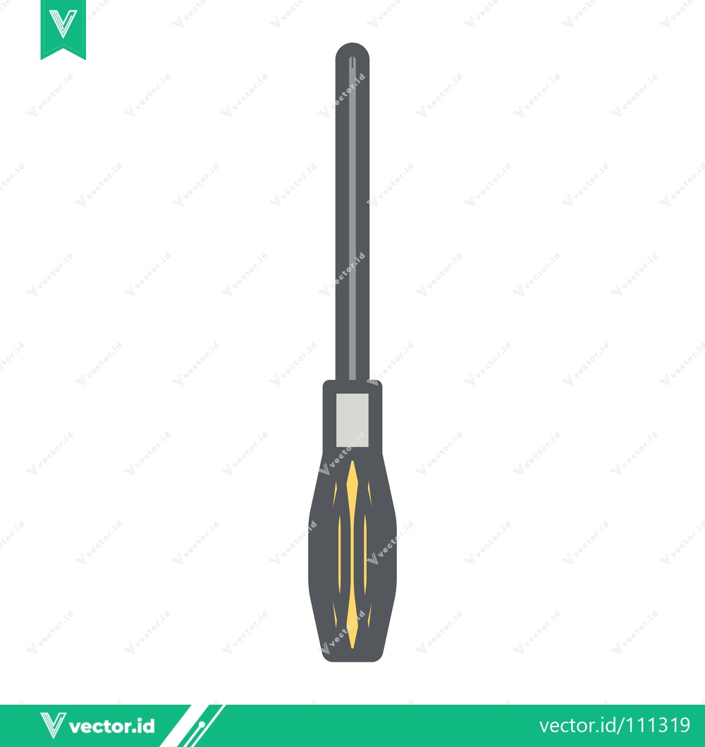 Premium Vector dari Illustration of a simple screwdriver with a dark gray handle and a metal shaft