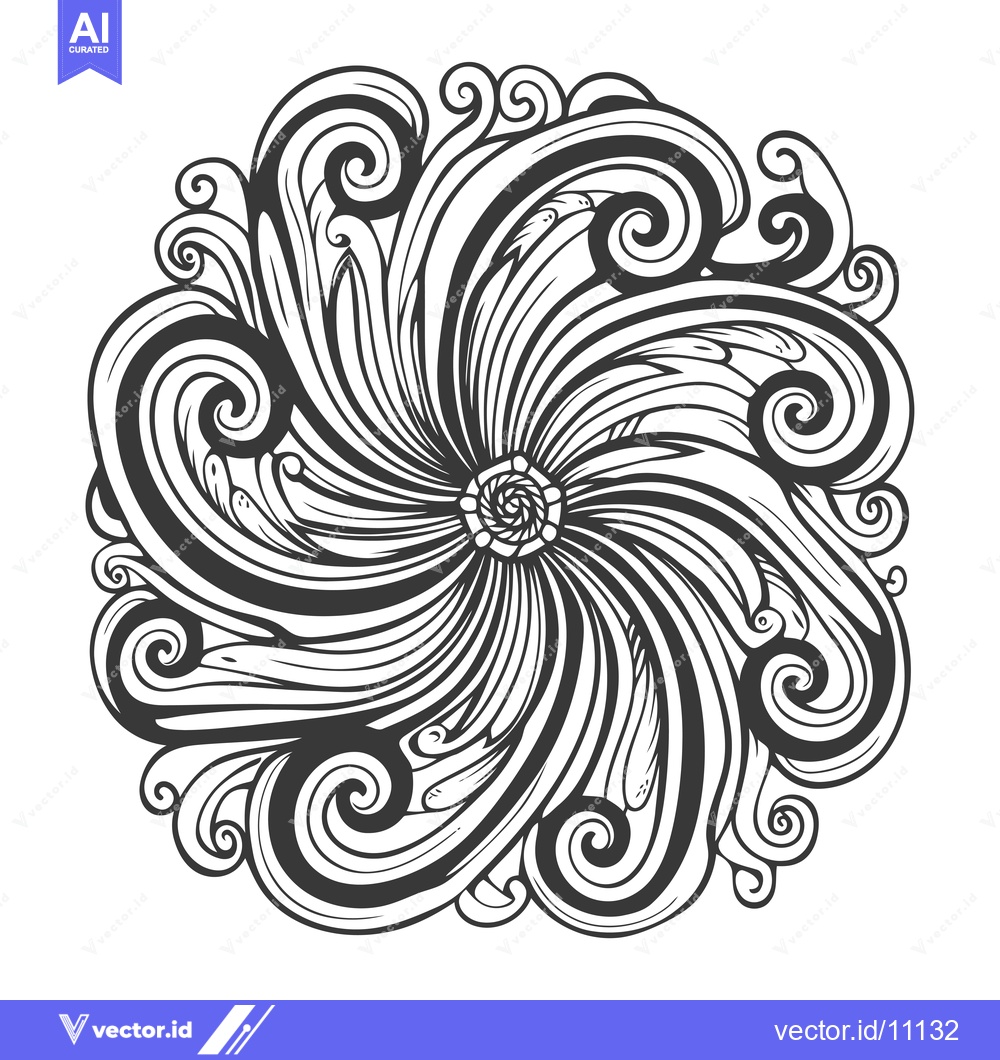 Premium Vector dari Abstract circular pattern of swirls and waves