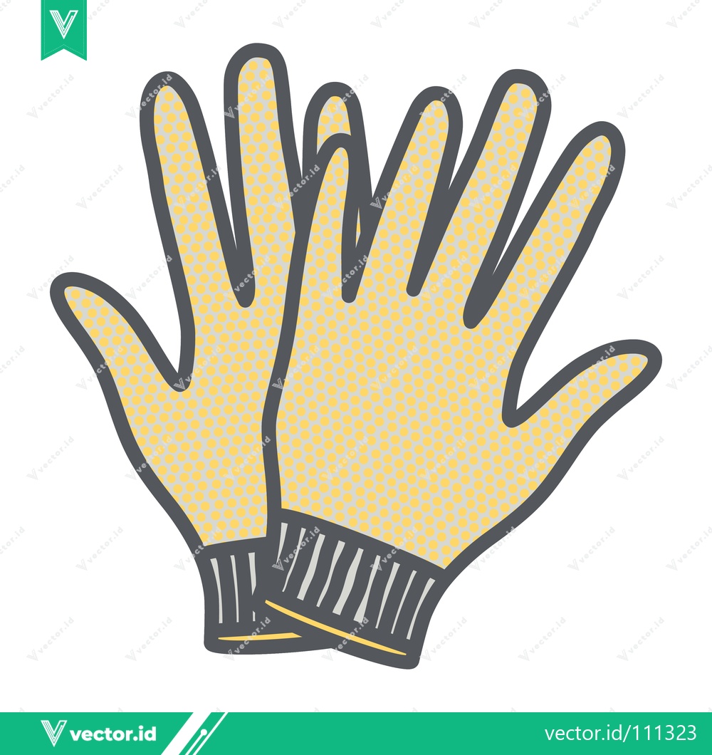 Premium Vector dari Pair of Yellow Work Gloves with Striped Cuffs