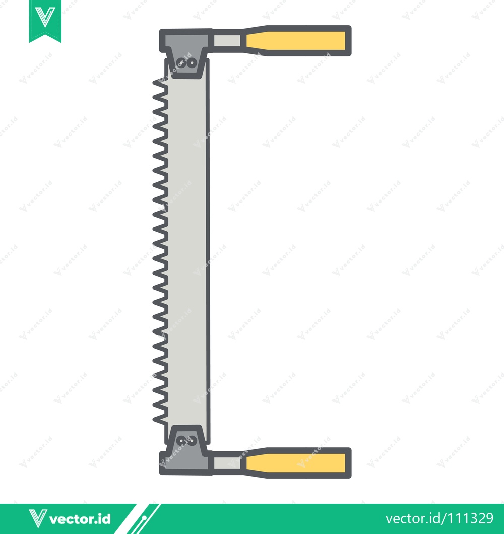 Premium Vector dari Two-Handed Saw with Yellow Handles for Cutting Wood