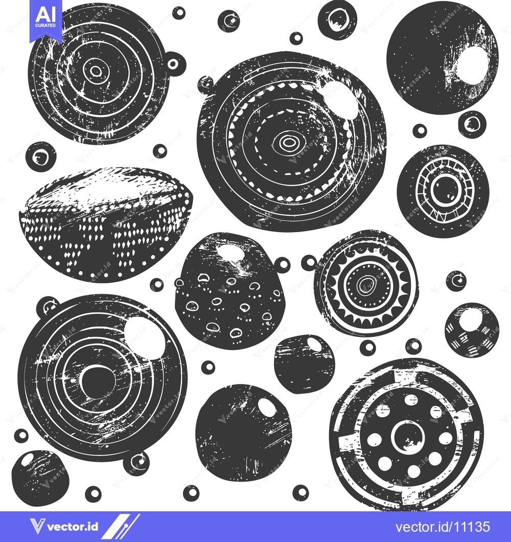 Premium Vector of Abstract Circular Shapes with Grunge Texture