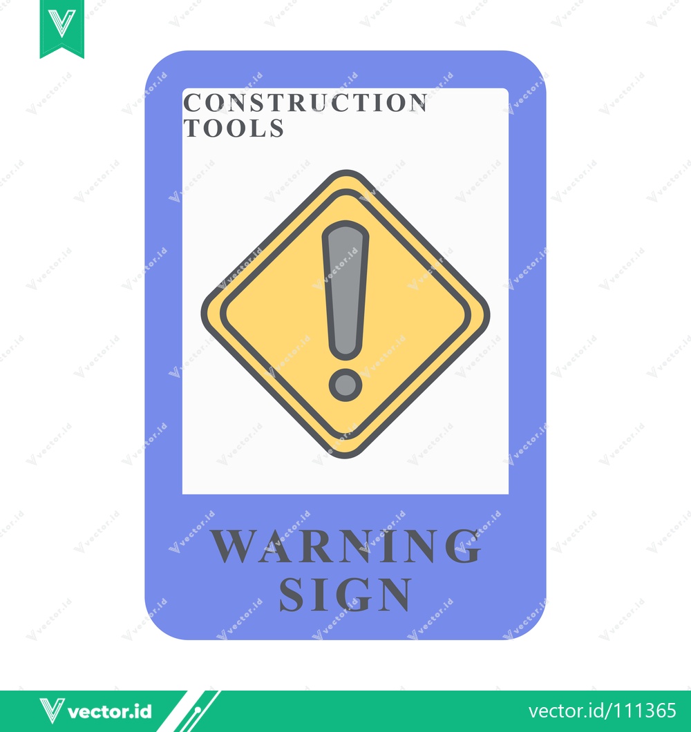 Premium Vector of Construction Warning Sign with Exclamation Mark