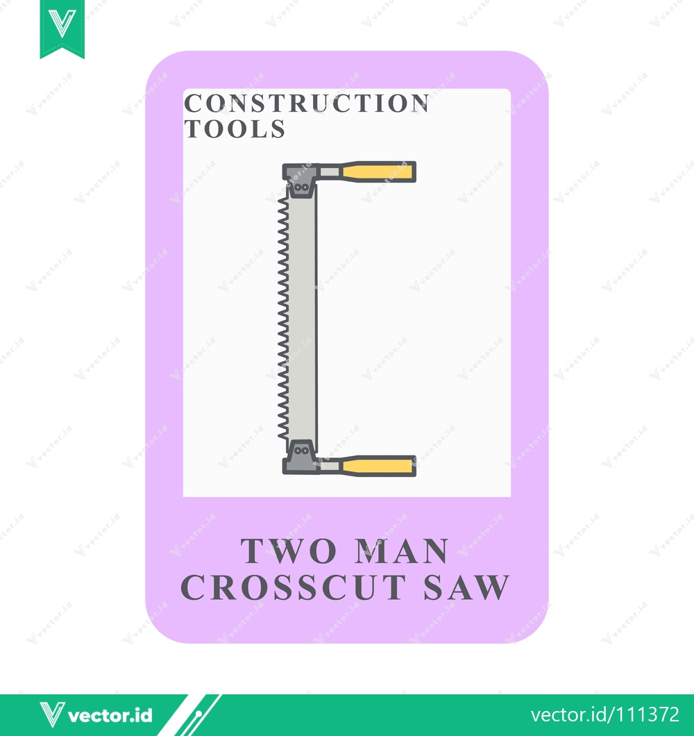 Premium Vector dari Vintage Two Man Crosscut Saw Illustration for Construction Tools