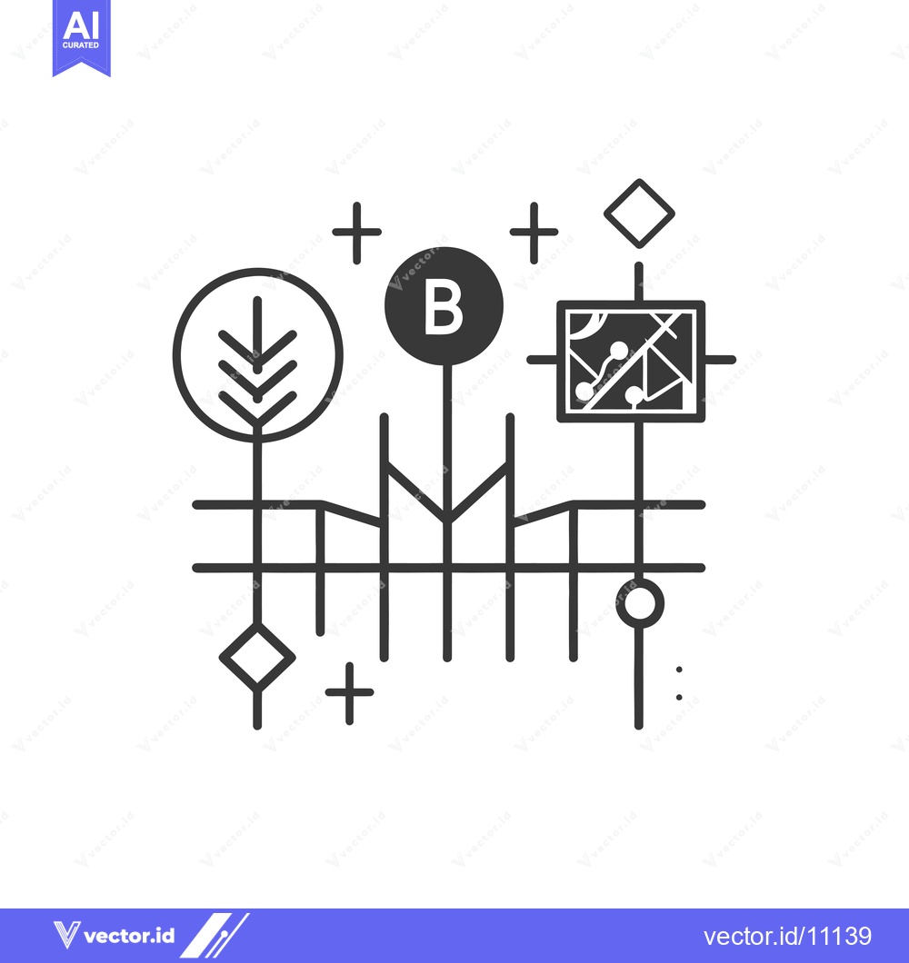 Premium Vector of Abstract Cityscape with Geometric Shapes and a Map