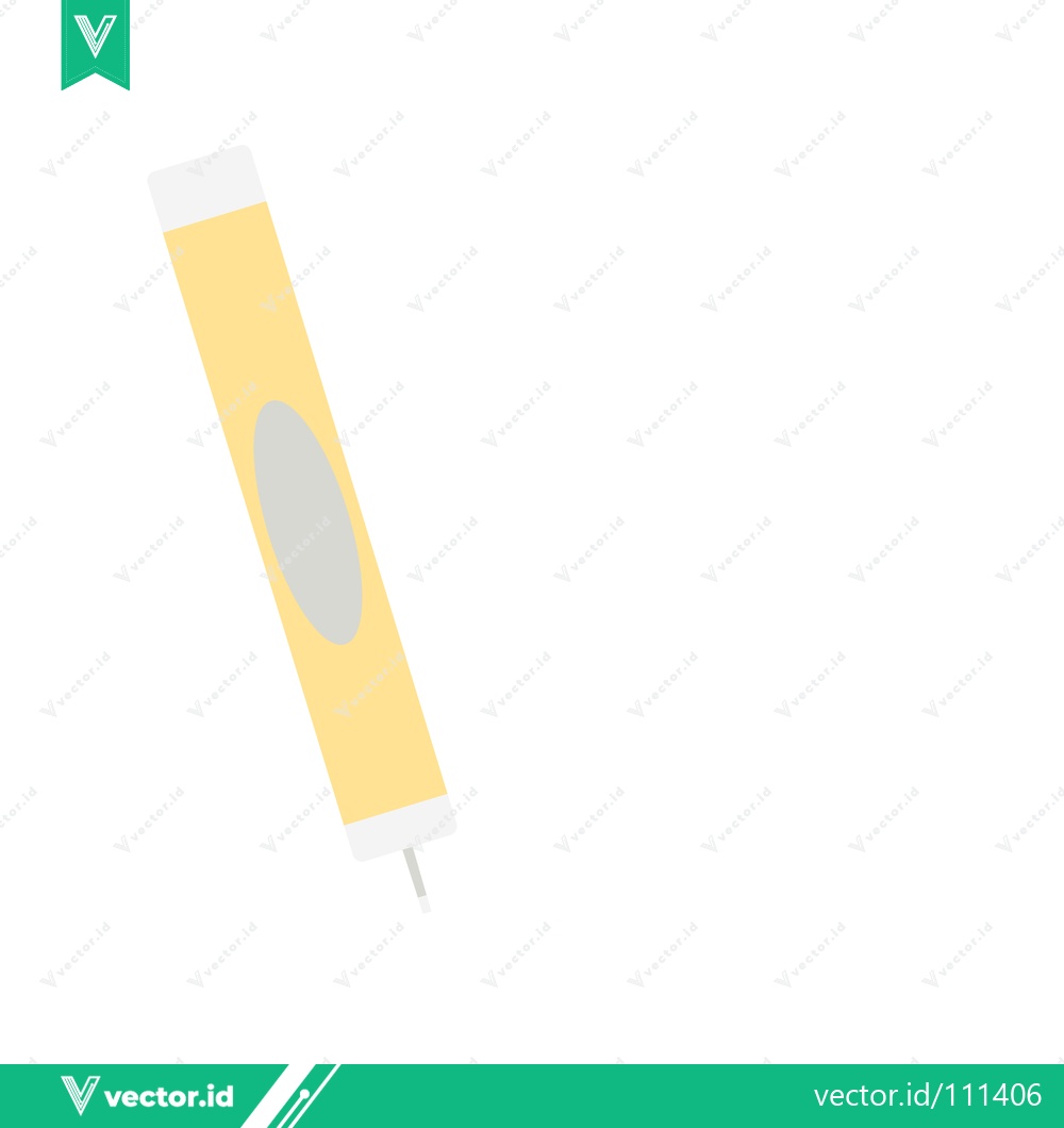 Premium Vector of Yellow Marker Pen with Grey Oval Label Isolated on White Background