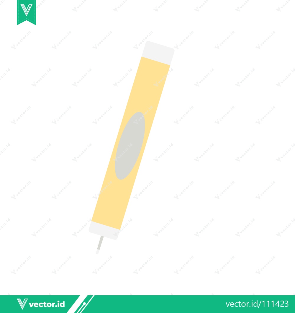 Premium Vector of Yellow highlighter pen with grey oval marking isolated on white background