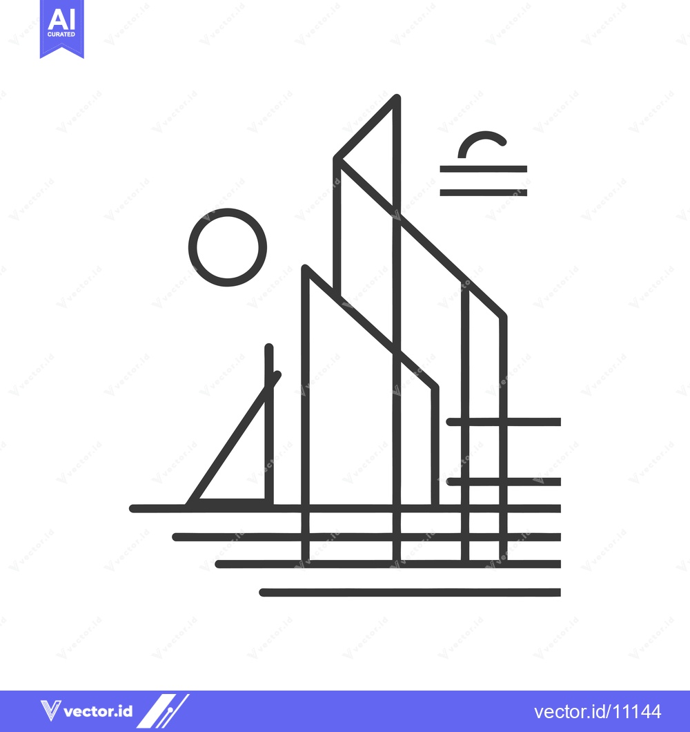 Premium Vector dari Abstract Cityscape with Sun and Horizon