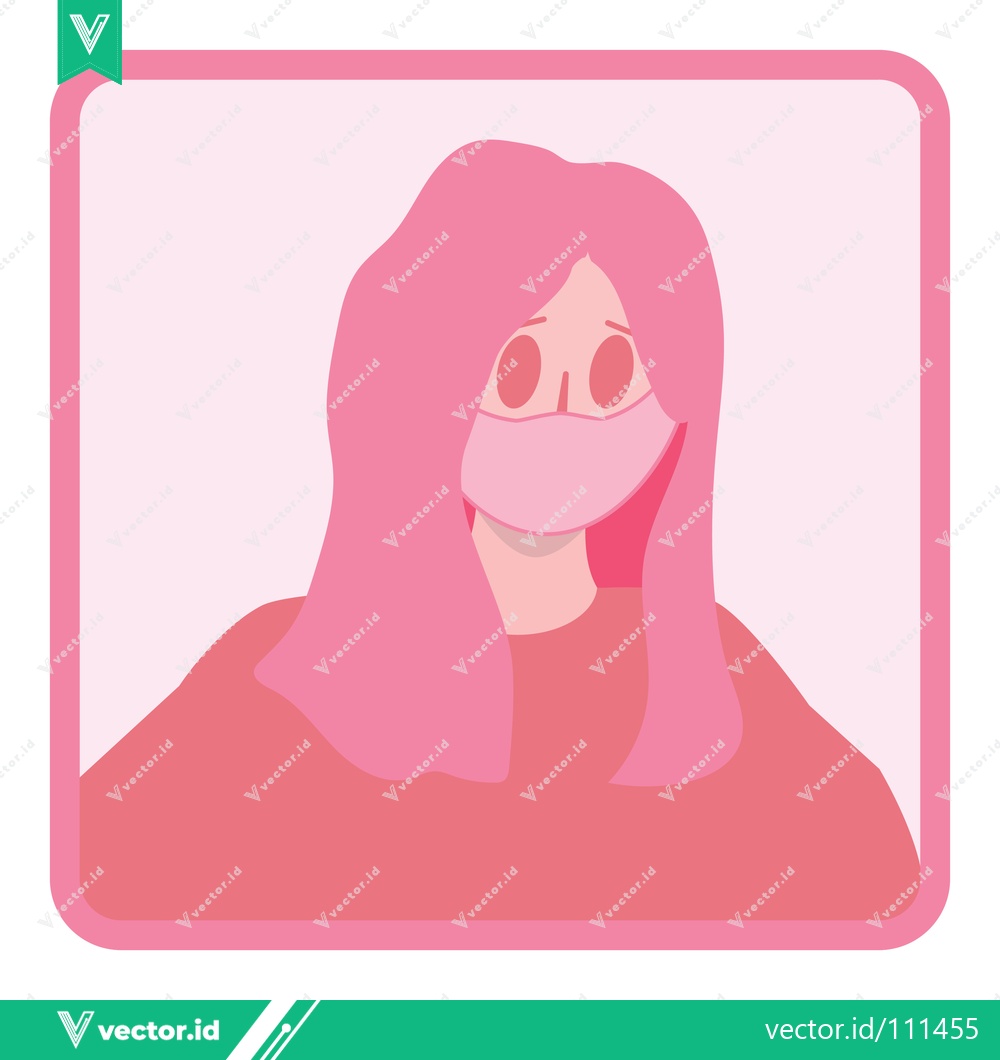 Premium Vector dari Minimalist Illustration of a Person Wearing a Pink Face Mask