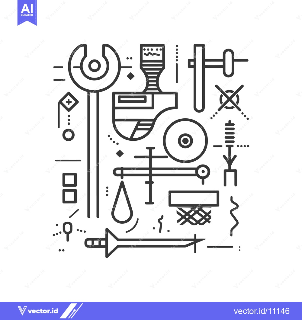 Premium Vector dari Abstract composition of various geometric shapes and symbols in a mini