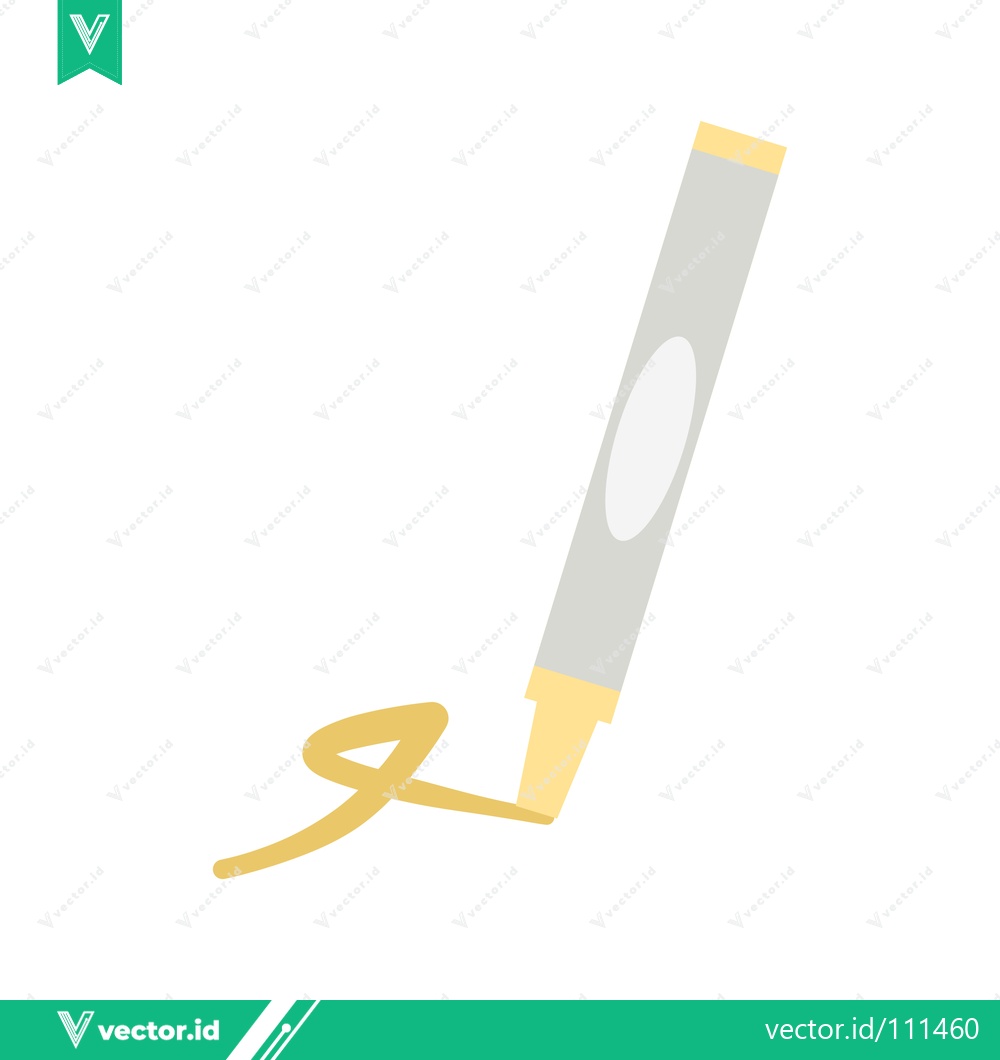 Premium Vector of Yellow Marker Drawing a Curved Line on White Background