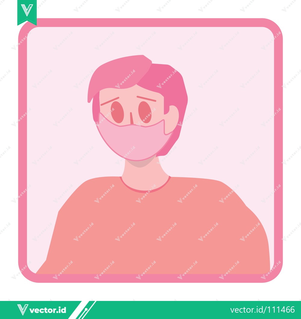 Premium Vector dari Illustration of a person wearing a pink face mask symbolizing health and protection