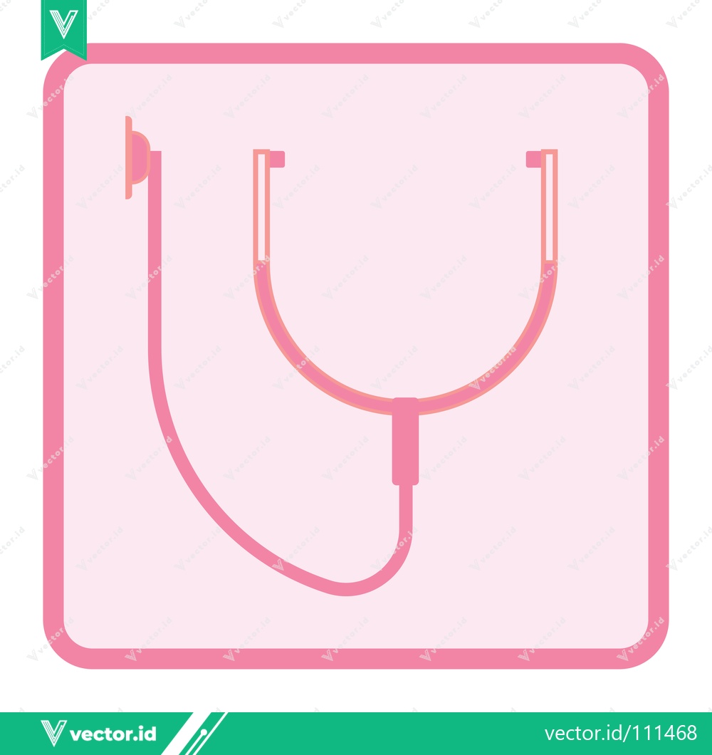 Premium Vector of Pink Stethoscope Icon on a Light Pink Square Background