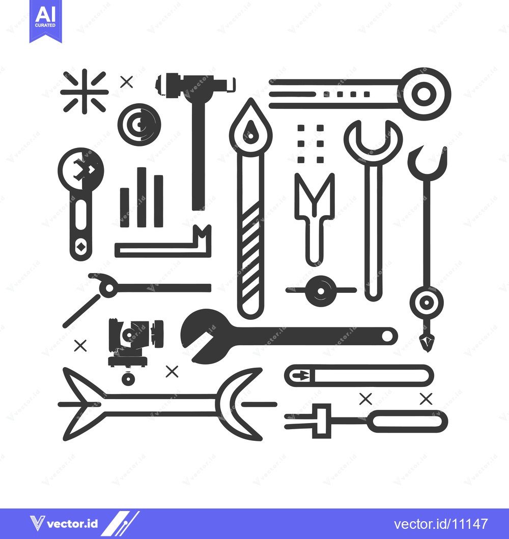Premium Vector dari Abstract Composition of Various Tools and Geometric Shapes
