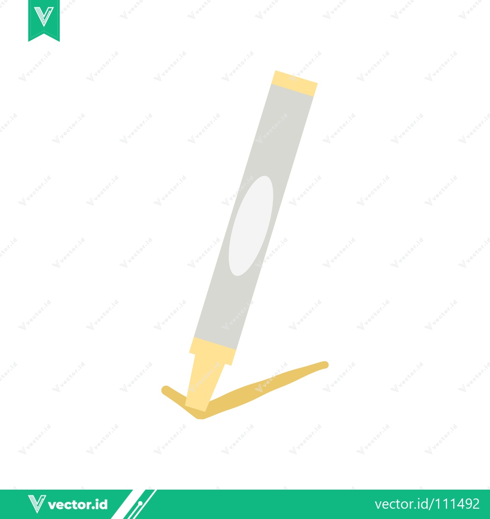 Premium Vector dari Stylized illustration of a highlighter pen with a yellow tip and cap isolated on a white background