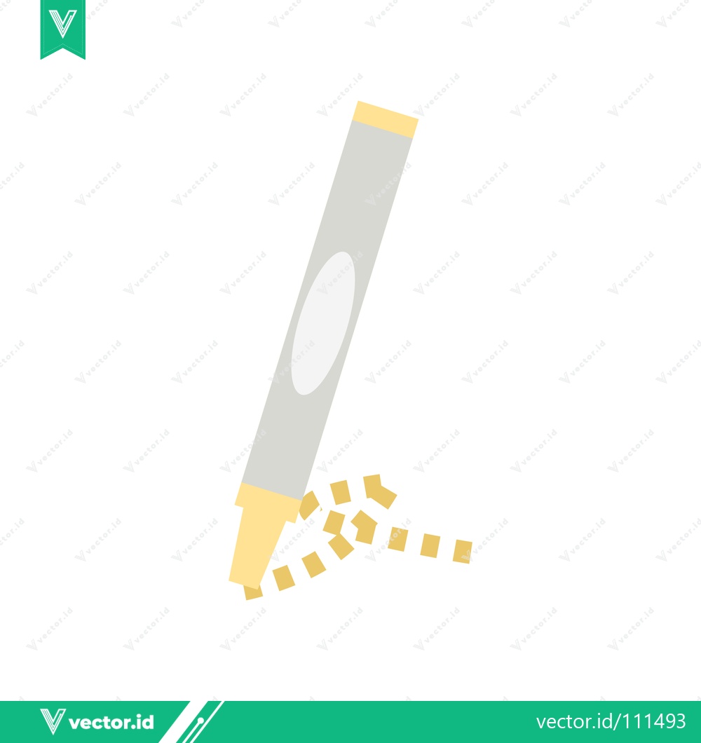 Premium Vector dari A yellow pencil with a white oval label and shavings