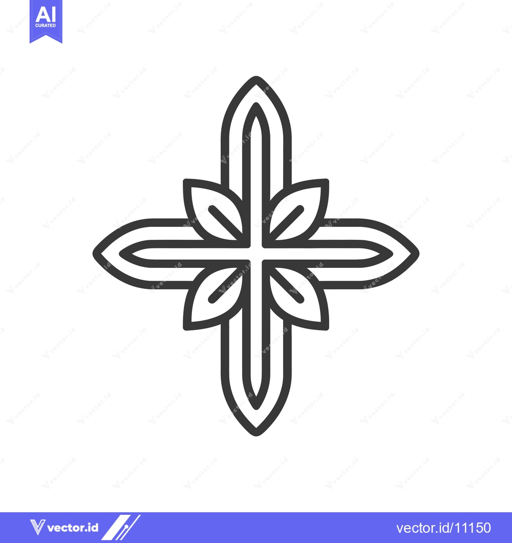 Premium Vector dari Abstract Cross with Four Leaf-like Shapes