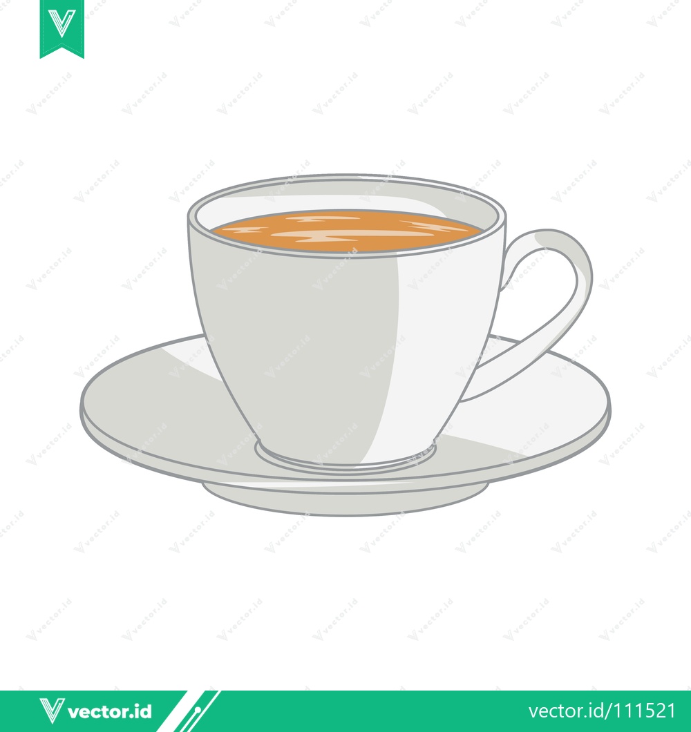 Premium Vector of A simple white cup of coffee on a saucer