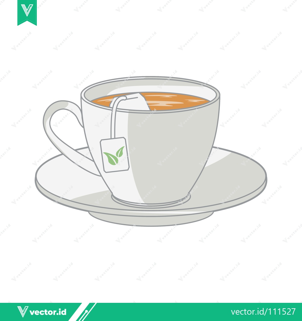 Premium Vector of A Simple Cup of Tea with a Tea Bag on a Saucer