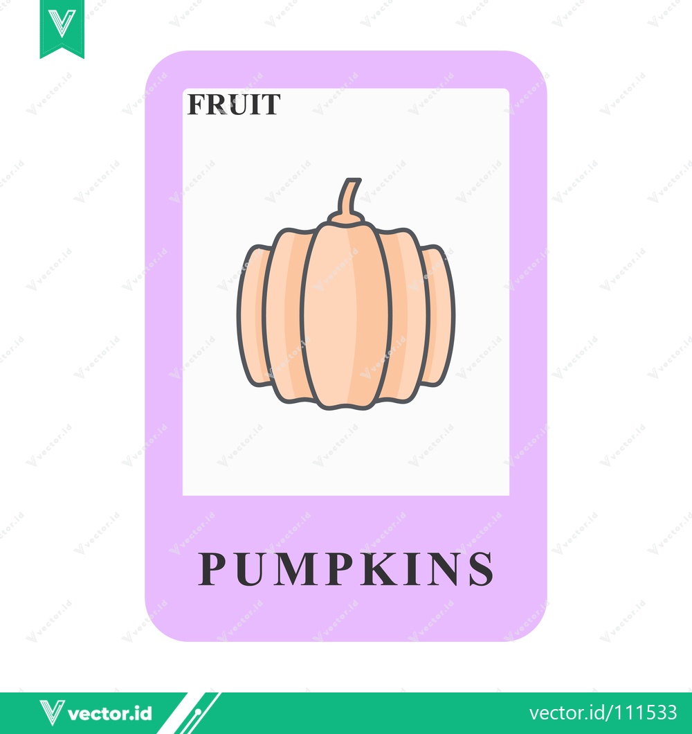 Premium Vector dari Illustration of a Pumpkin on a Flashcard for Learning