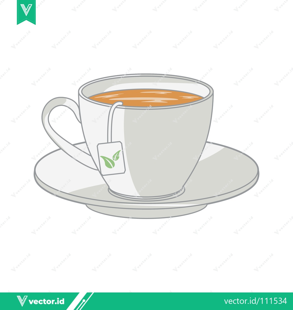 Premium Vector dari A cup of tea with a tea bag on a saucer