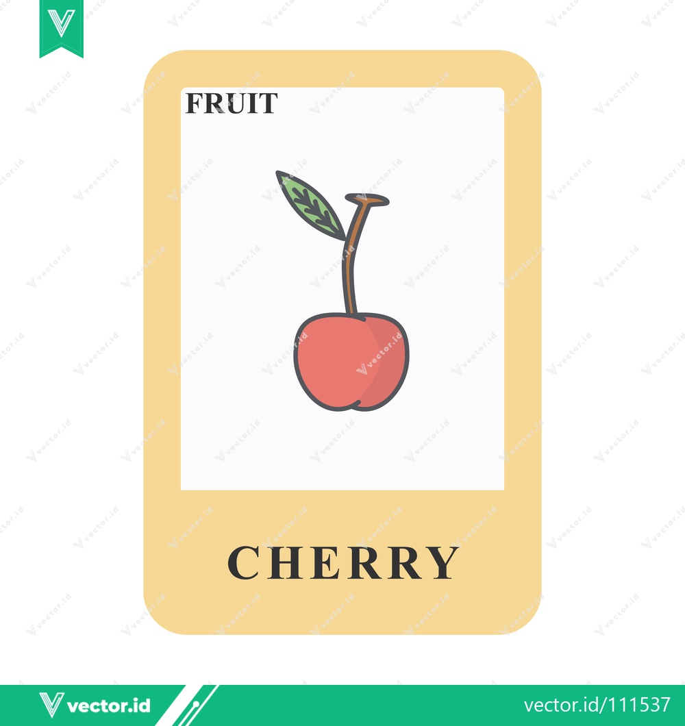 Premium Vector dari A simple illustration of a cherry on a flashcard for learning