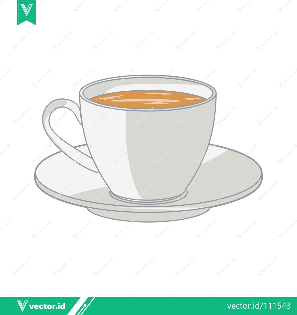 Premium Vector dari A simple white cup of coffee on a saucer