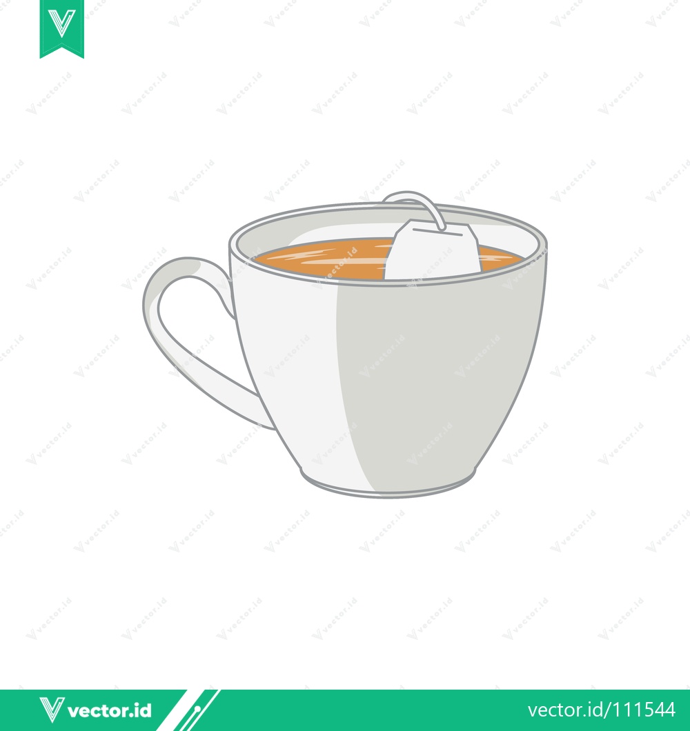 Premium Vector of A Simple White Cup Filled With Hot Tea and a Tea Bag
