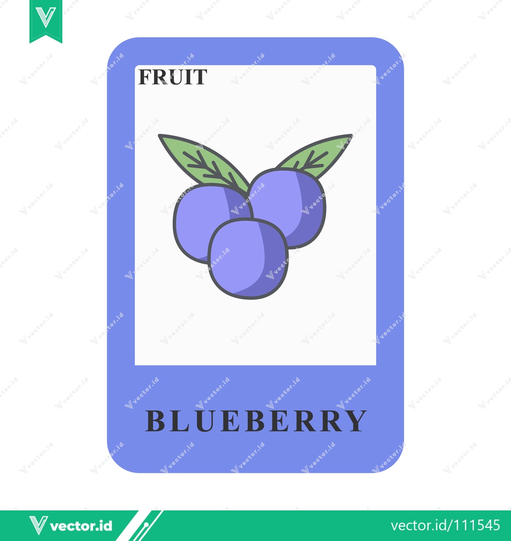 Premium Vector dari Illustration of a blueberry fruit card for educational purposes