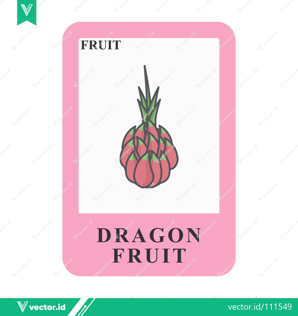 Premium Vector dari Illustration of a Dragon Fruit on a Pink Card