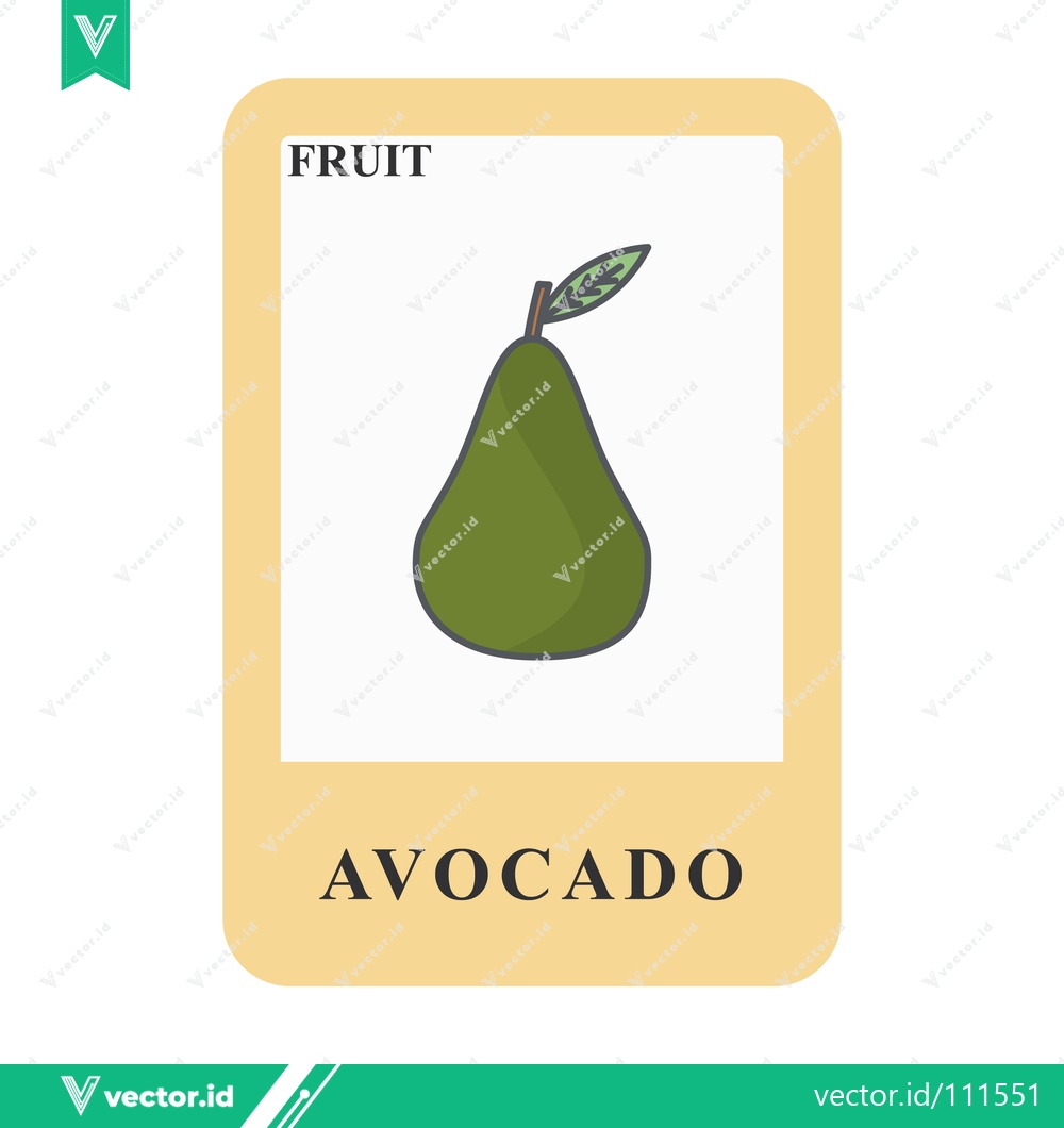Premium Vector dari Illustration of an Avocado fruit with the word Avocado and Fruit on a card