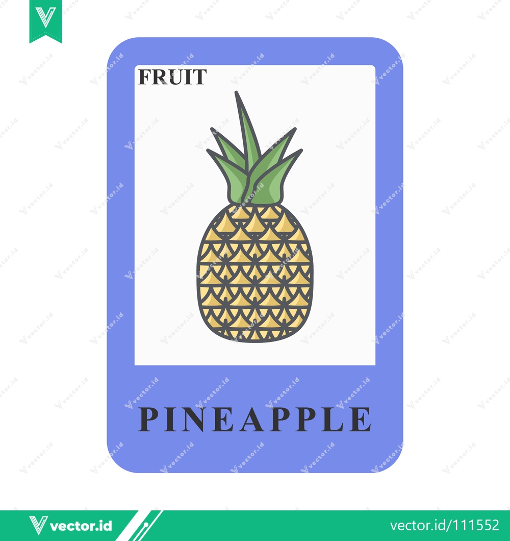 Premium Vector dari Illustration of a Pineapple Fruit Card for Educational Purposes