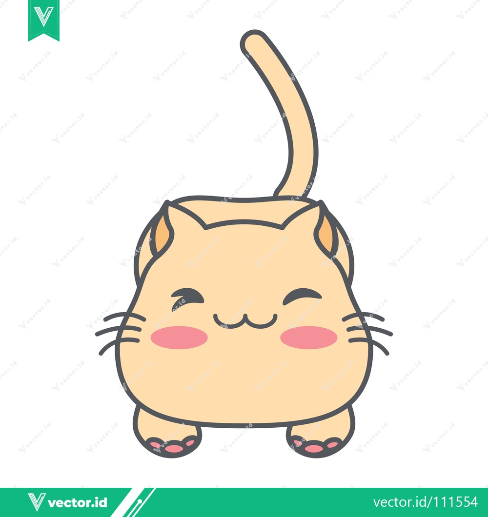 Premium Vector of Cute Kawaii Cat Illustration