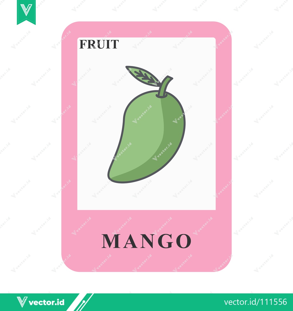 Premium Vector of Illustration of a green mango fruit with leaf and stem