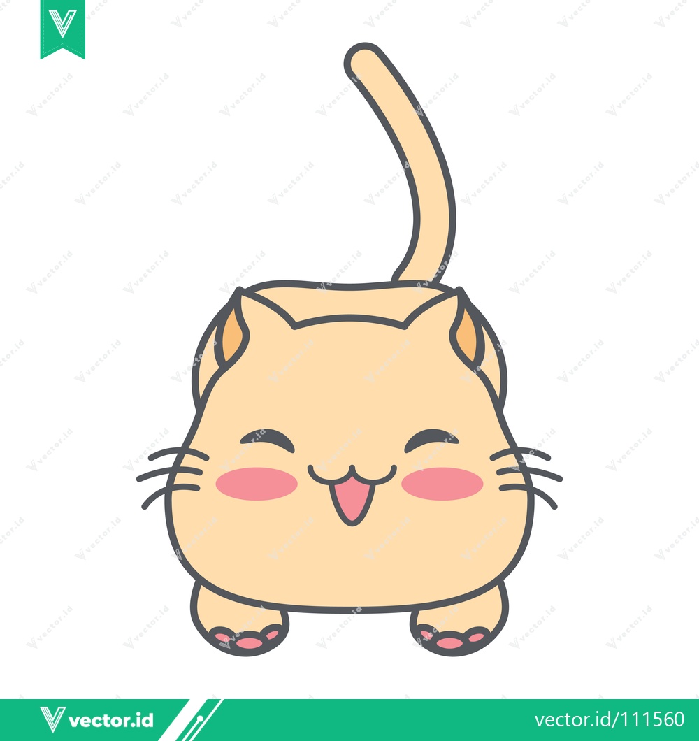 Premium Vector of Cute Cartoon Cat Illustration