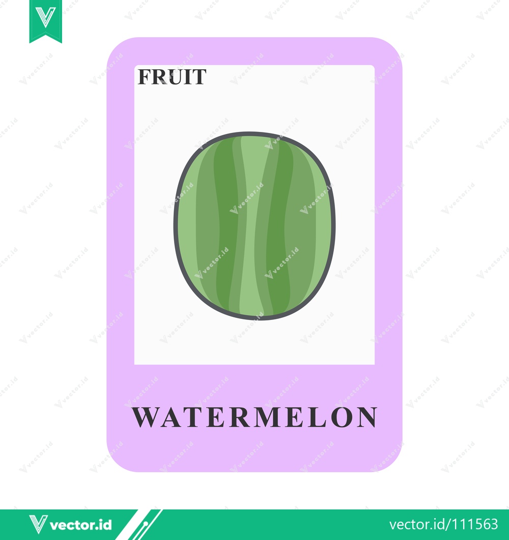 Premium Vector dari Illustration of a Watermelon Fruit Flashcard for Education
