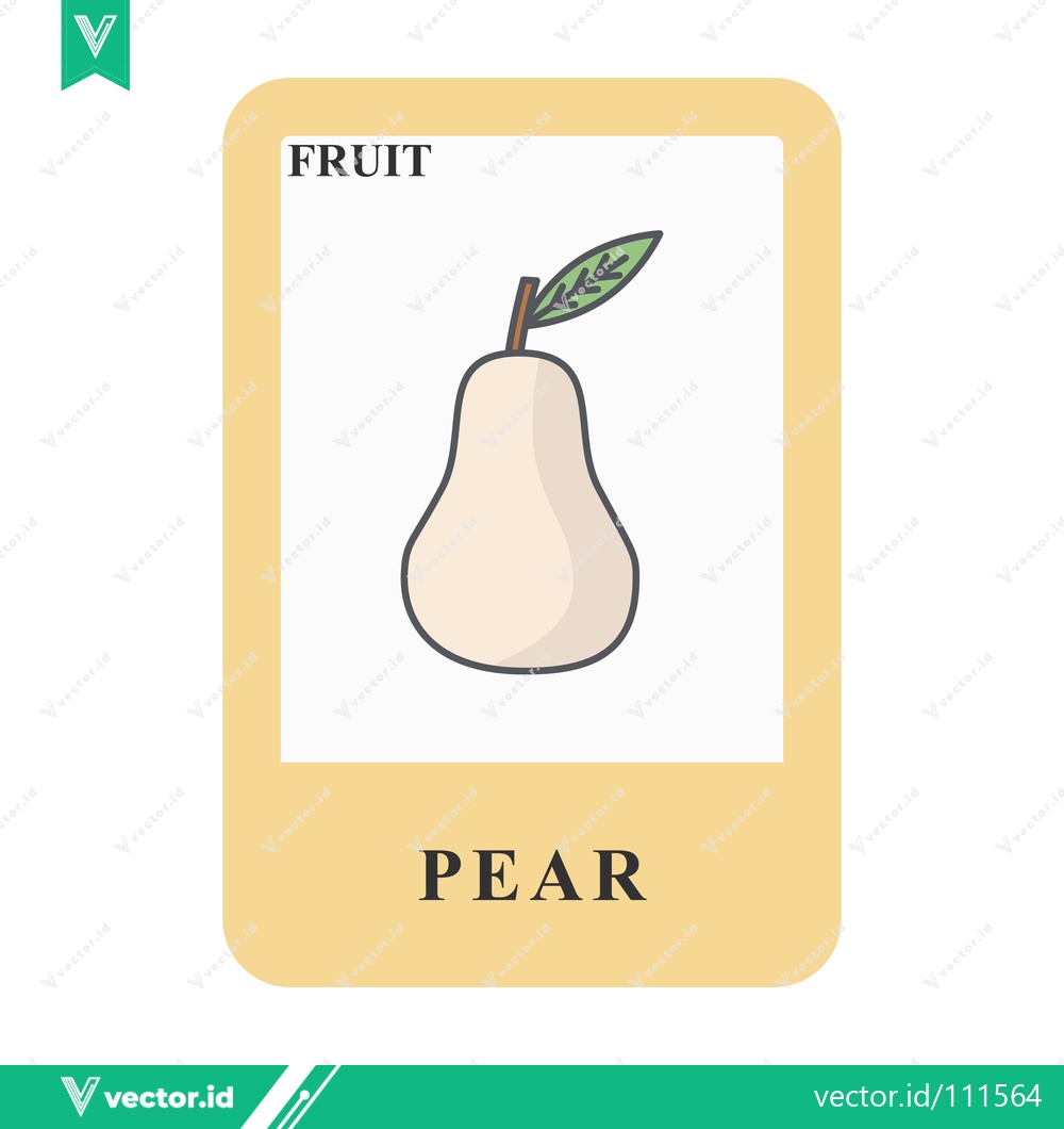 Premium Vector dari Illustration of a Pear Fruit on a Flashcard