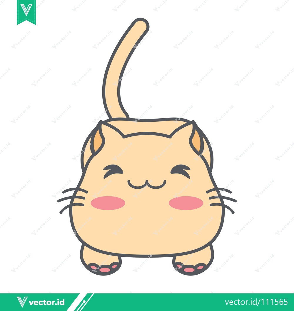 Premium Vector of Cute Kawaii Cat Illustration