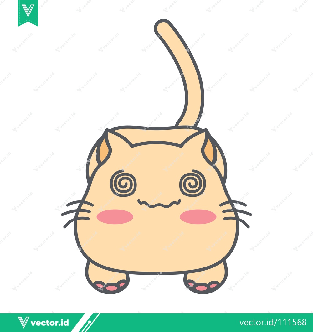 Premium Vector dari Cute Dizzy Cat Cartoon Character