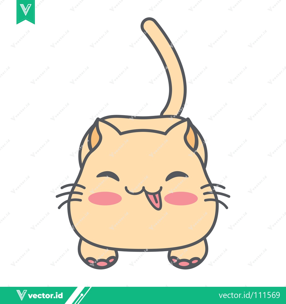 Premium Vector dari Cute cartoon cat illustration with happy expression