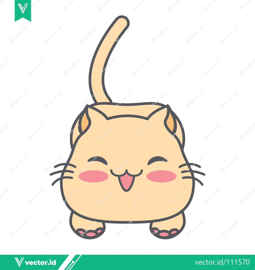 Premium Vector dari Cute Cartoon Orange Cat with Big Smile and Blushing Cheeks